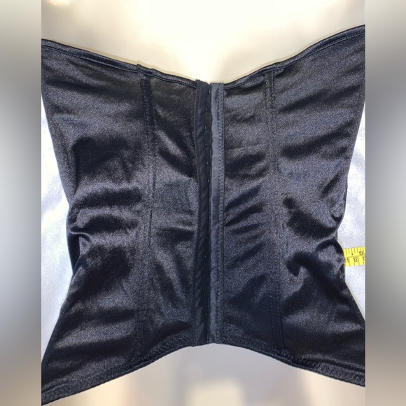 Black satin Lace-Up Corset Top sweetheart ribbon size 36B medium boning - Picture 3 of 5